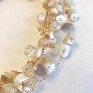 Handmade Shell Stones Beads Copper Necklace